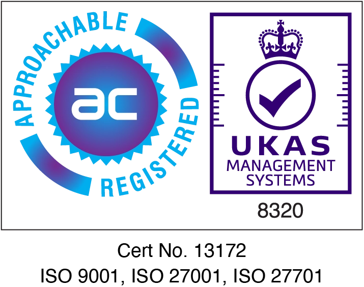 Approachable Certification & UKAS Accreditation Cert No. 13172, ISO 9001, ISO 27001, ISO 27701