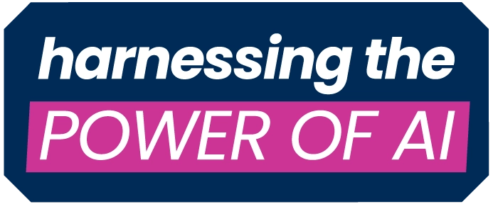 "harnessing the power of AI" - Badge