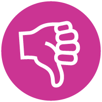 Thumbs down icon on a magenta circle background